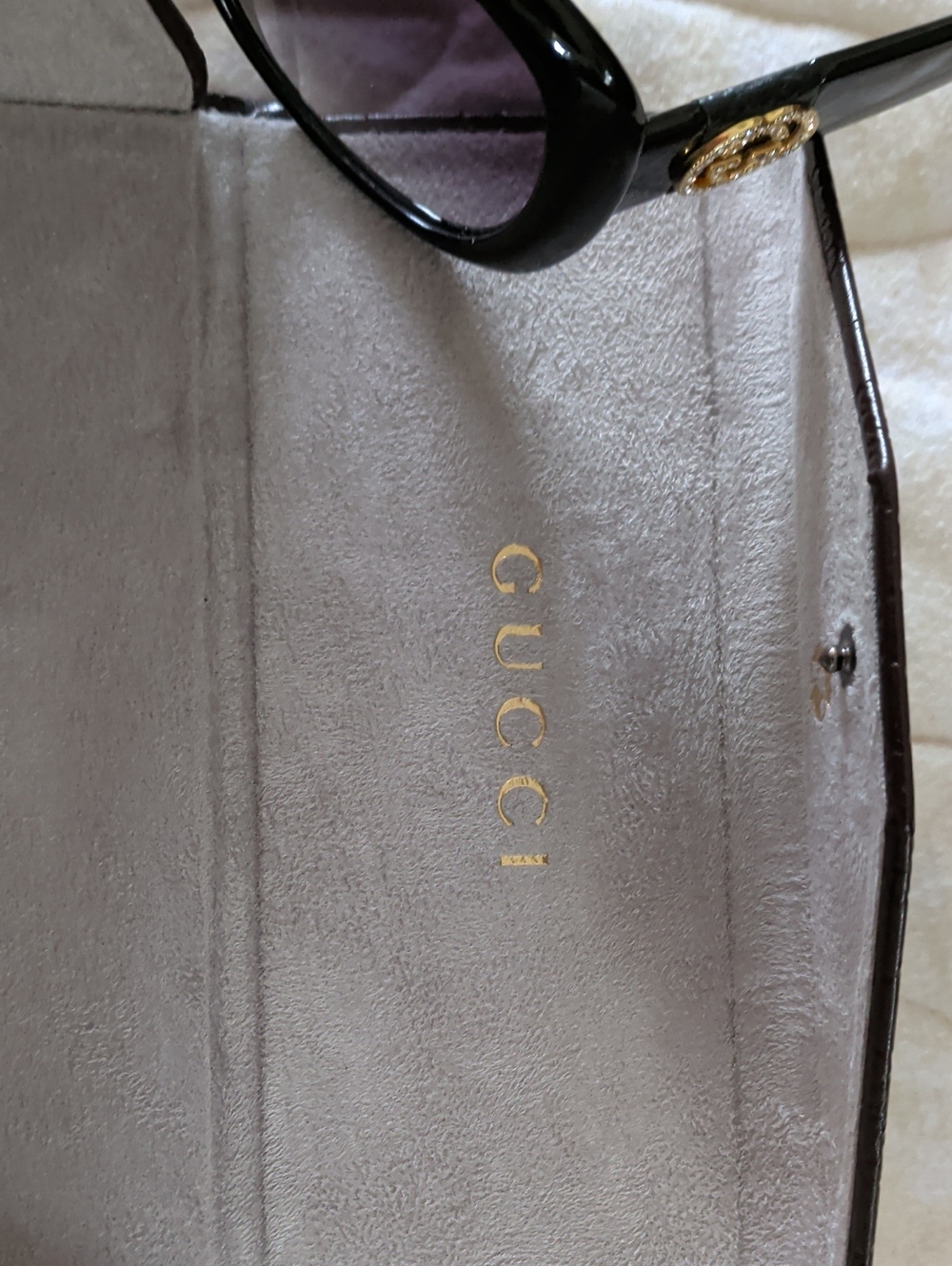 Gucci Women's Black Sunglasses Case with Gold Logo